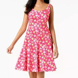 Pappagallo fit and flare corset boning pink starfish summer dress